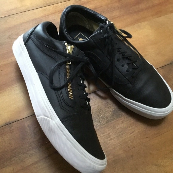 black leather zip vans